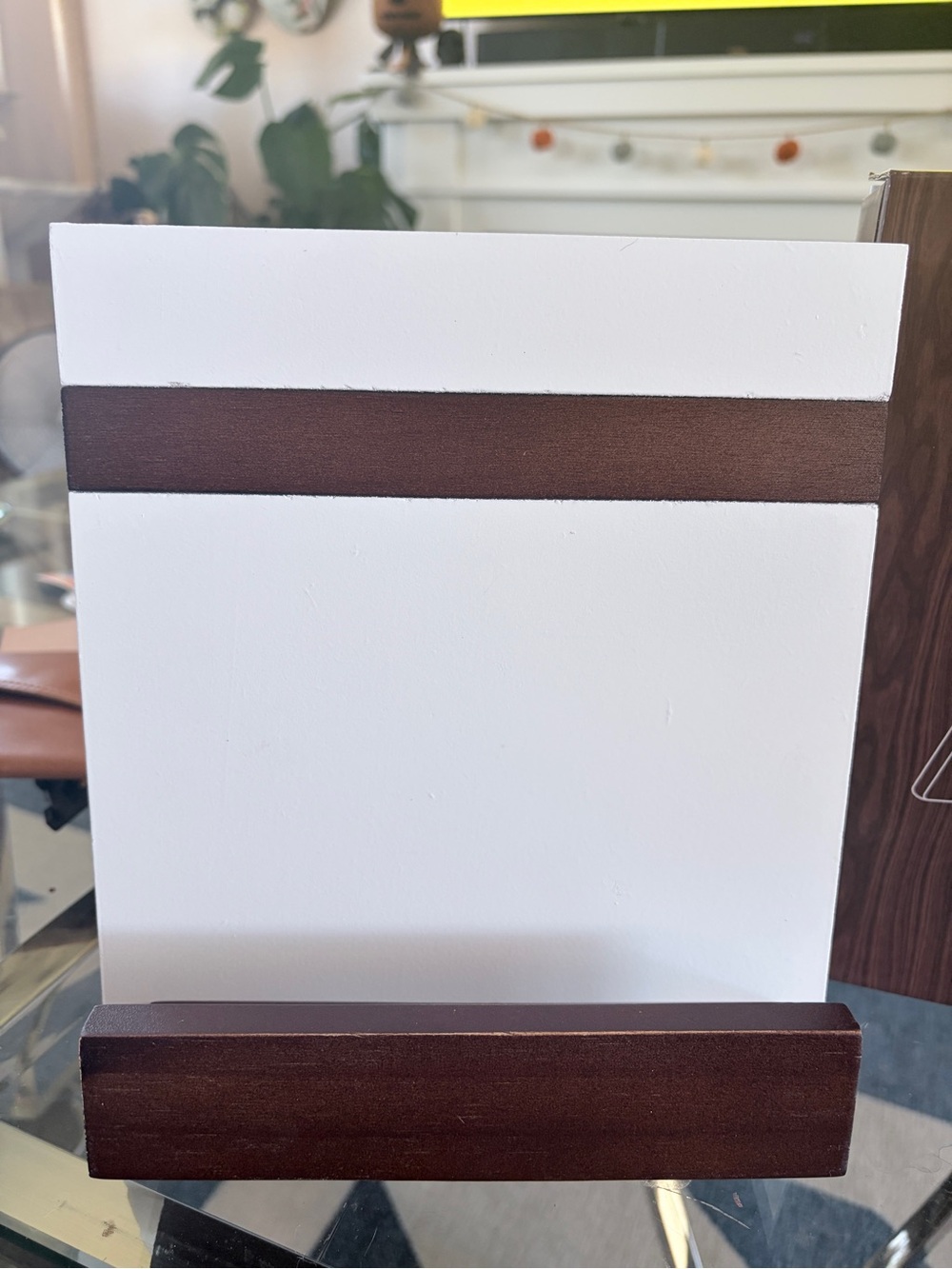 📖Alltrue Cookbook Book Decorative White & Brown Wood Photo Sign Display Stand
